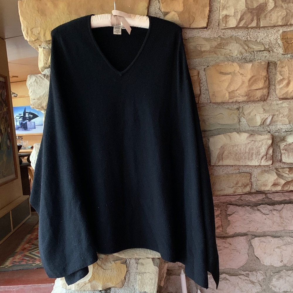 Max Studio Wool-blend Black Poncho